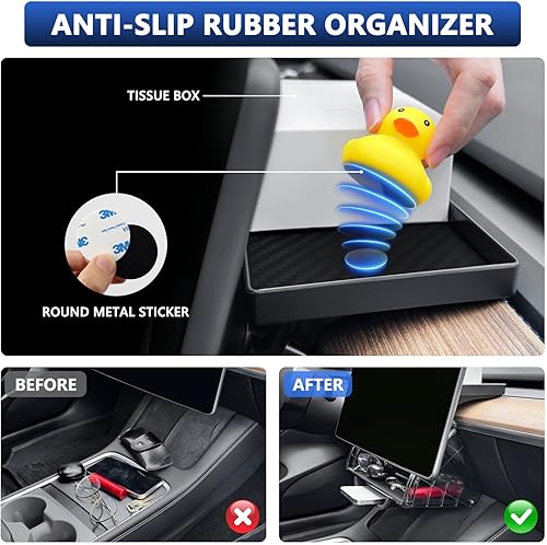 Miniatura 7 de Organizador de almacenamiento oculto debajo de la pantalla compatible con Tesla Model Y 2024-2020 (no Juniper)Model 3 2023-2017 Accesorios Negro (no