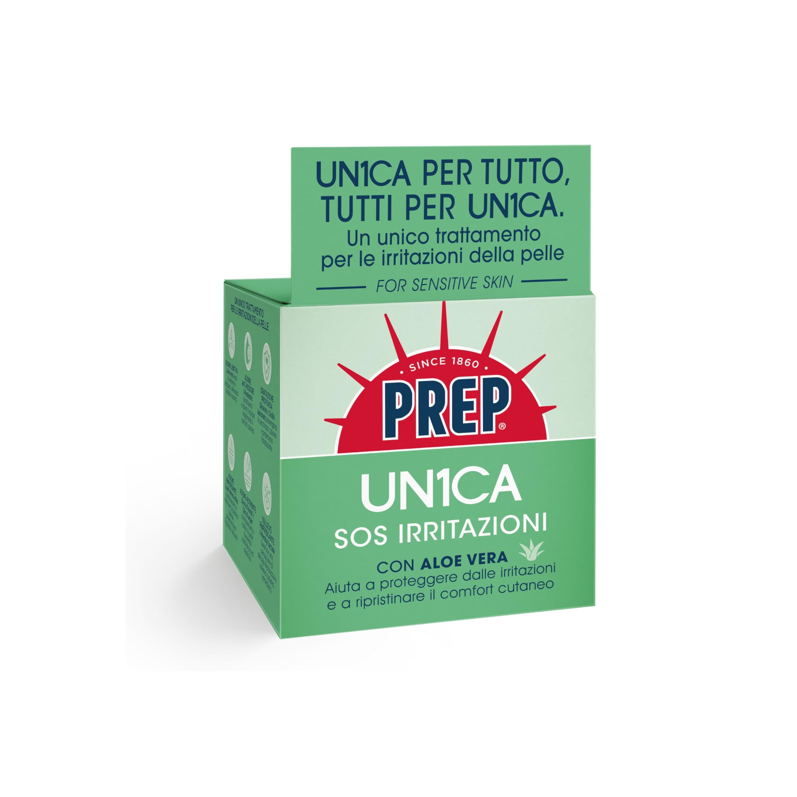 Prep, UN1CA SOS IRRITAZIONI, Crema Idratante, Lenitiva, Con Aloe Vera, Glicerina