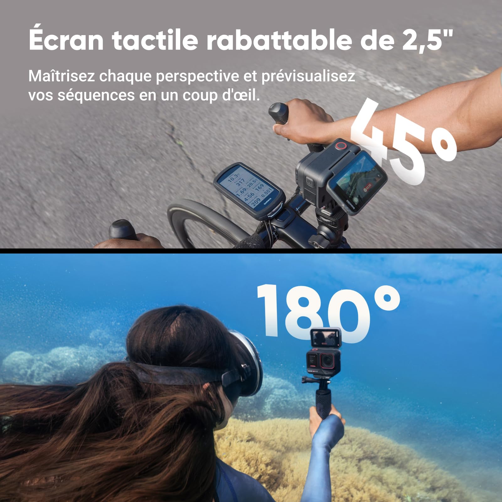 Insta360 Ace Pro 2 Pack Double Batterie Caméra d'action 8K Objectif Leica capteur 1/1,3" HDR 4K écran Rabattable Audio Pro étanche