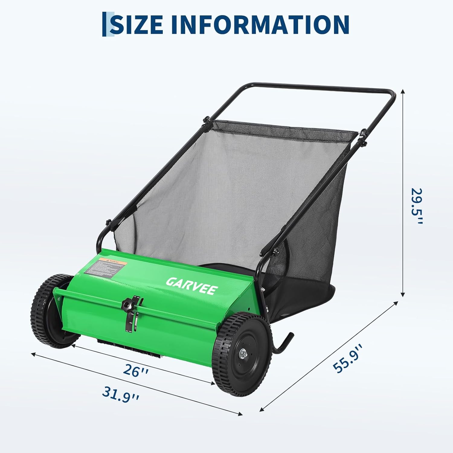 Push Lawn Sweeper 26Inch-Heavy Duty Walk Behind Leaf Collector and Yard Sweeper for Outdoor,Patio,Driveway,Garden Grass Sweepers,4 High Speed Spinning Brush,7 Cu. ft. Hopper Capacity