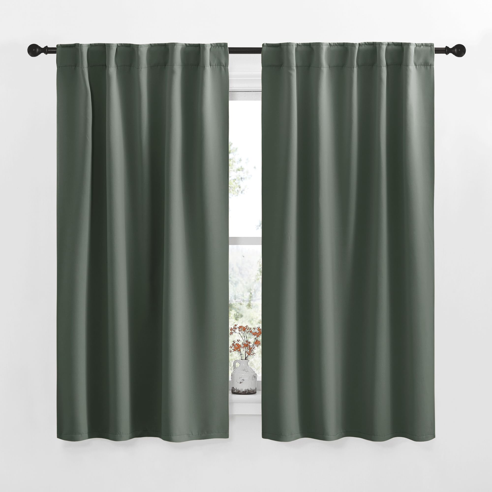 NICETOWN RV Curtains for Camper Windows - (Dark Mallard Color) 34x54 Inch, 2 Panels Set, Thermal Insulated Room Darkening Blackout Drapes/Draperies with Rod Pocket &amp; Back Tab for Half Window