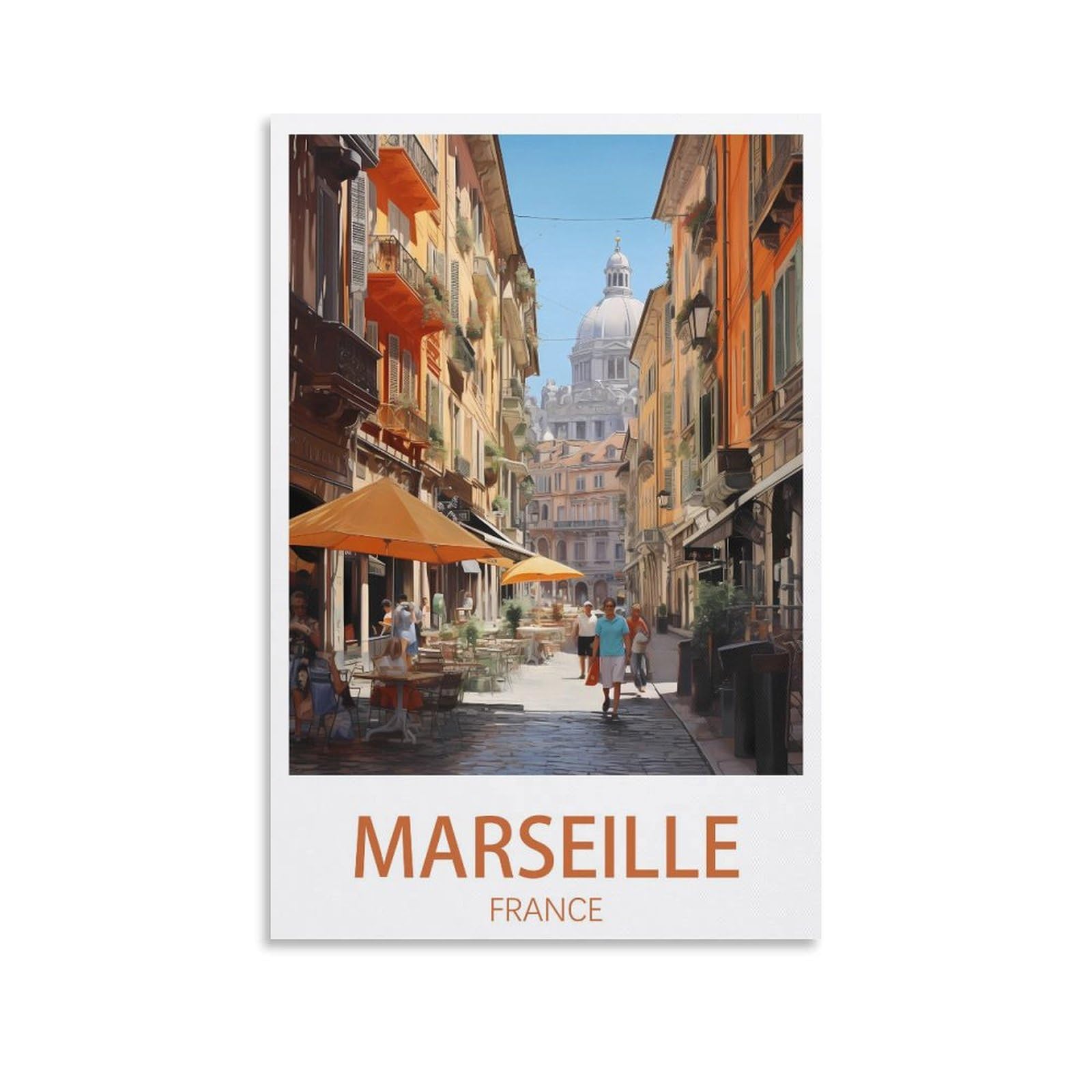Poster de voyage vintage Marseille France 50 x 75 cm Décoration murale pour salon, chambre à coucher
