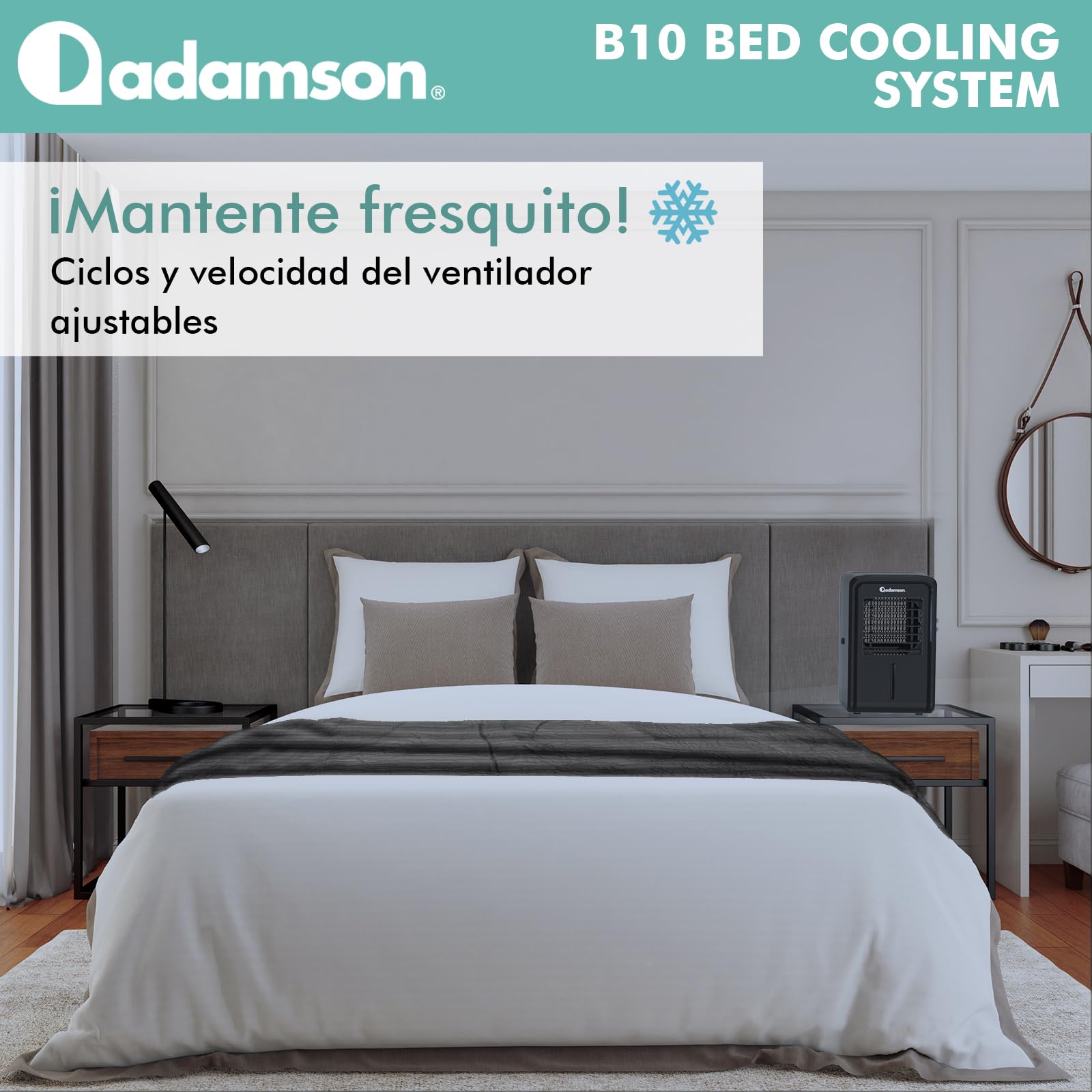 Adamson B10 Bed Cooling System - Twin 190x100 CM - 100% Algodón Colchón Refrescante para Sudores Nocturnos - Enfriador de Cama con Agua Ideal para Dormidores Calientes - Made for Europe - Negro