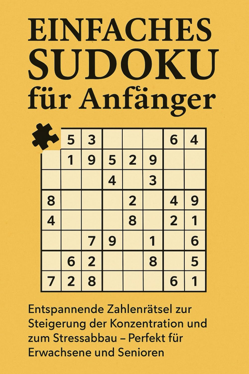 Einfaches Sudoku für Anfänger: Entspannende Zahlenrätsel zur Steigerung der Konzentration und zum Stressabbau – Perfekt für Erwachsene und Senioren