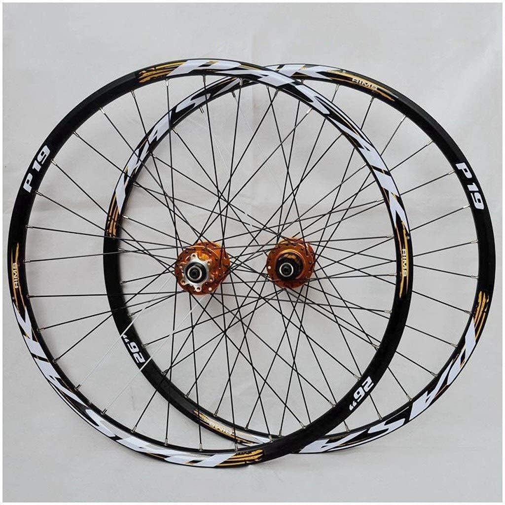 27.5 Inch Mountain Bike Wheel Set Aluminum Alloy Disc Brake 26 Cycling Wheels for 7/8/9/10/11 Speed 26 (Gold 26INCH)
