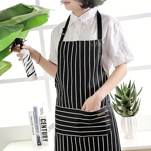 1 delantal de cocina, delantal de cocina con 2 bolsillos, correa ajustable para el cuello, delantal de chef, material negro resistente a la suciedad