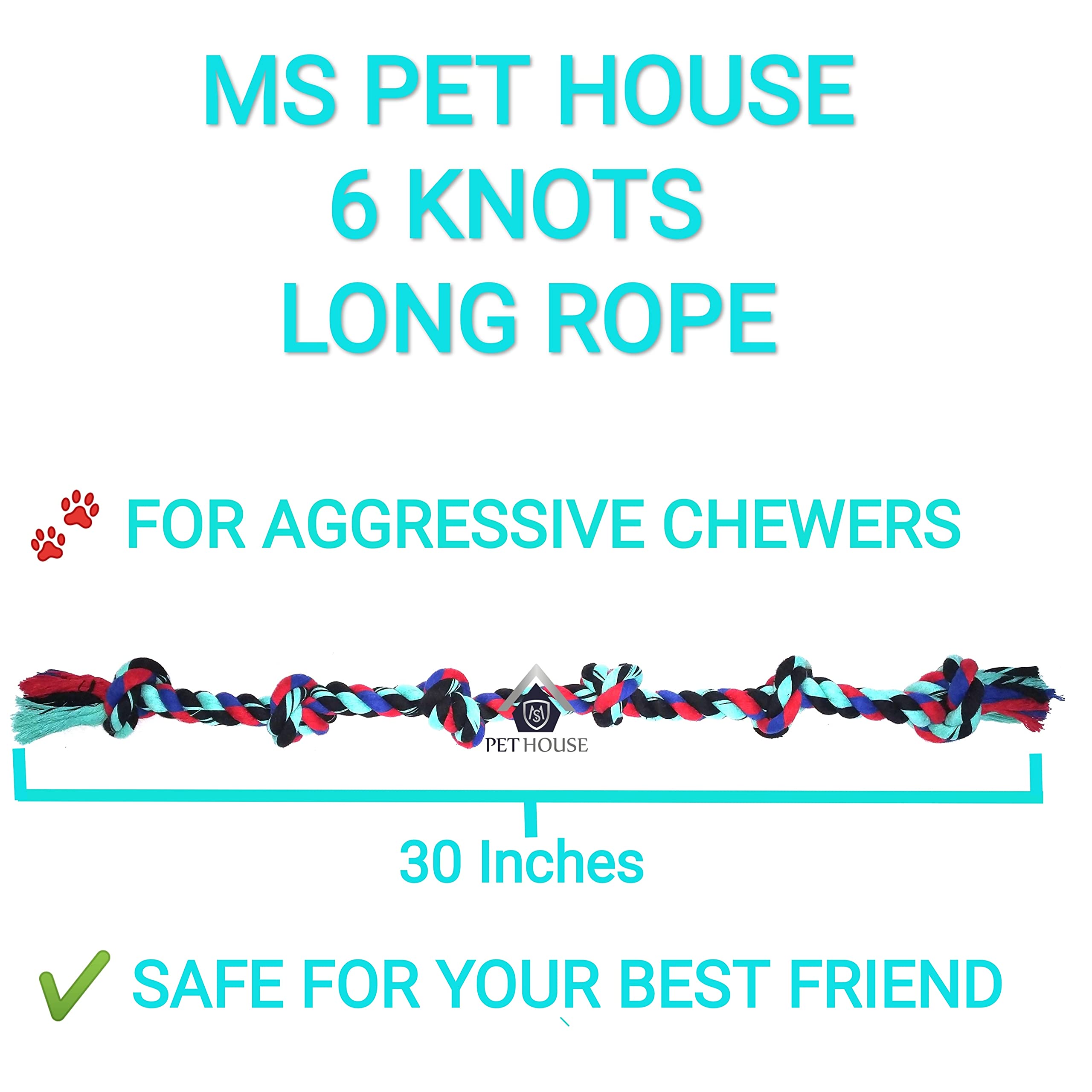 MS PET HOUSE Large Dog Rope Toys for Aggressive Chewers, Cotton Rope Chew Toys for Teething Training, Interactive Tug of War Toy, Strong Dental Cleaning for Large Dogs 1