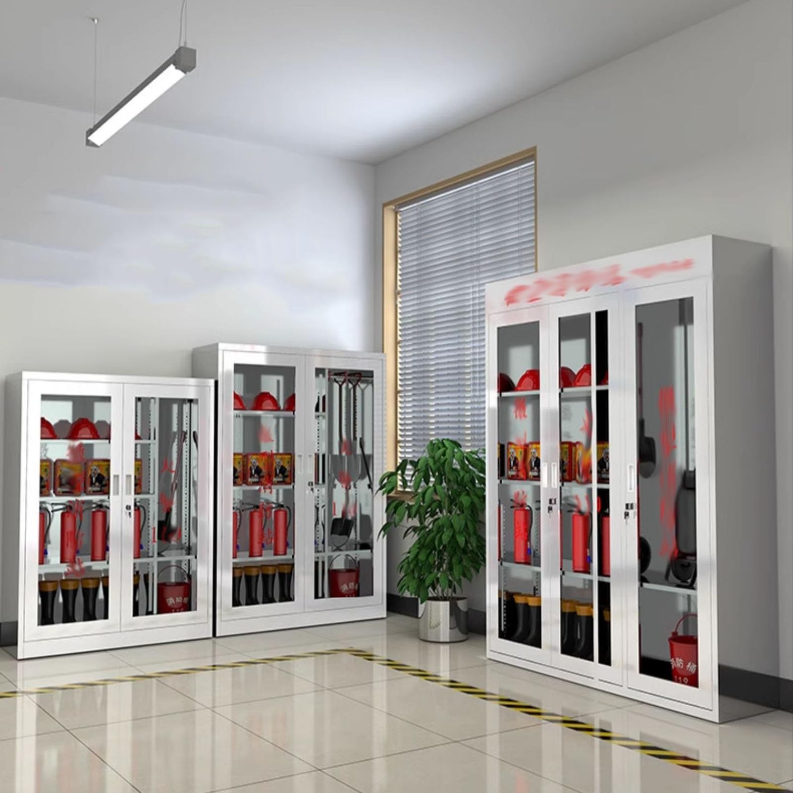 Lagerschrank Für Brennbare Stoffe, Manuell Verschließbarer Feuerlöscherschrank Mit Schloss, Sichtbarer Brandschutzschrank Mit Gehärtetem Glas Für Gewerbliche(50x25x80cm)