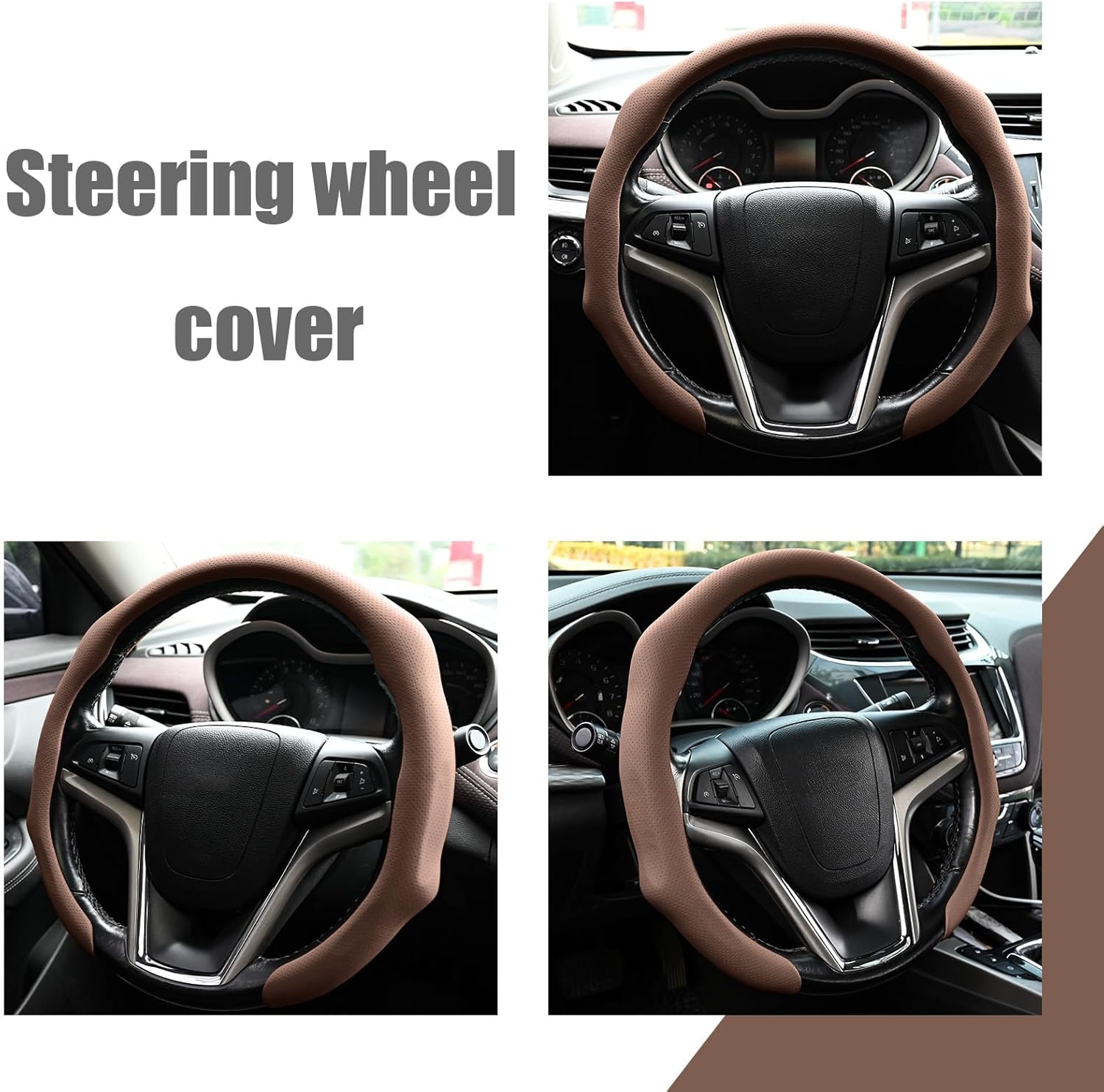 Ergonomic Leather Steering Wheel Cover Soft, Breathable, and Anti-Slip Design for Daily Driving Comfort - Universal Fit for 15.5-16 Inch Steering Wheels (Dark Brown) Luxurious Feel (Dark Brown)
