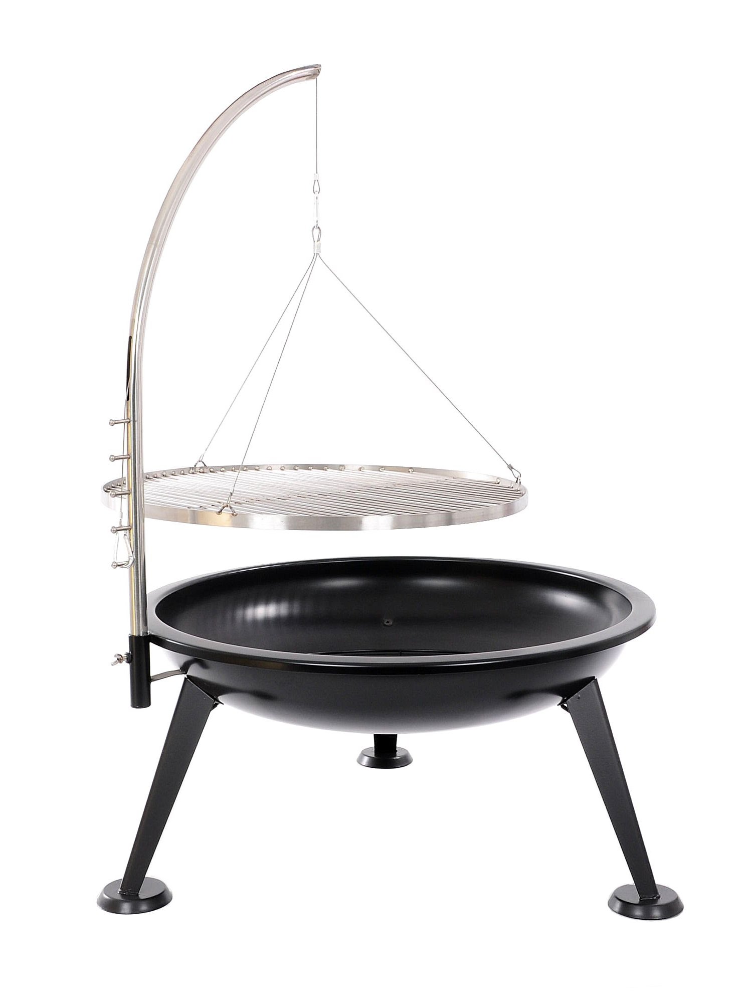 Schwenkgrill Dreibein Aus Edelstahl 50cm + Feuerschale 60cm - Set Für Garten, Camping & Grillabende