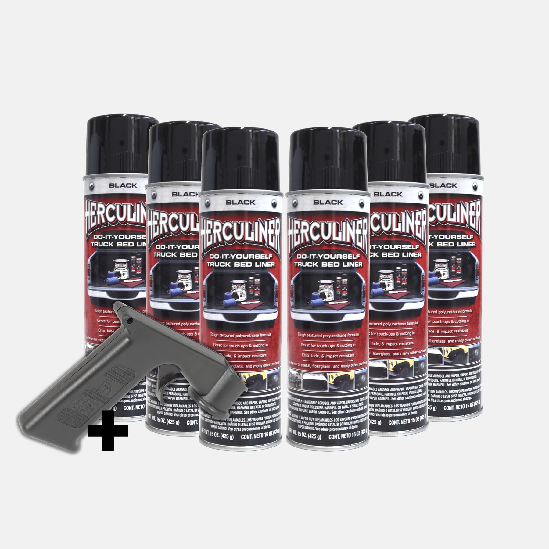 horntools Herculiner 7m2 Spray 6X schwarz Beschichtung für Ladefläche PU Laderaumbeschichtung Ladefläche Ladewanne Beschichtung Pickup Bedliner