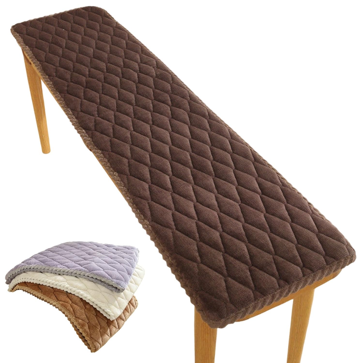 uyeoco Washable Indoor/Outdoor Bench Cushion - 120cm/150cm/100cm/90cm x 40cm/35cm/30cm - Non-Slip Seat Pad for Bay Windows, Garden Patio, Long Chairs, Swings & Porch Furniture(Dark coffee,35x120cm)