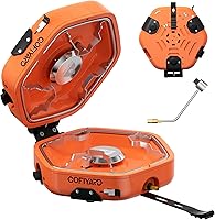 Vista 8 de Estufa de propano de 2 quemadores para acampar con bolsa de transporte, estufa de gas plegable portátil para camping, estufa de campamento de Negro