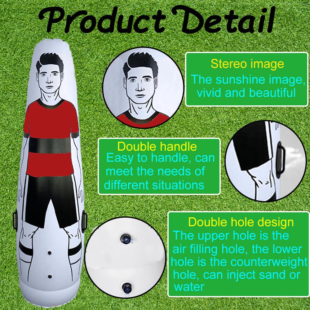 TNZMART Red Soccer Aufblasbares Schnuller-Set, Freistöße, Luftpuppe, Wand, Fußball, Training, Schnuller mit Pumpe für Anfänger