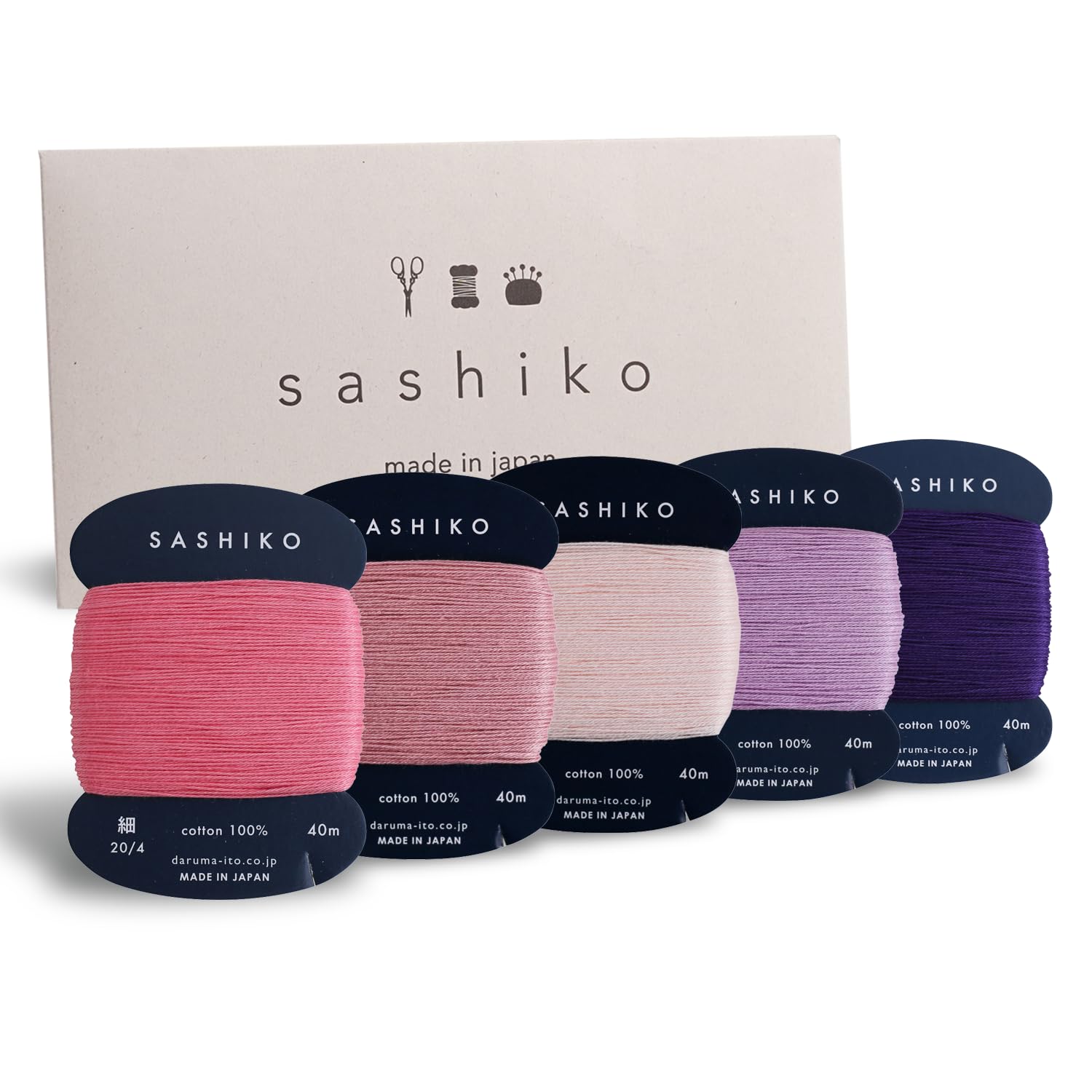 Amazon.com: Daruma Sashiko 100% Cotton Card Type Thread (40m) x 5