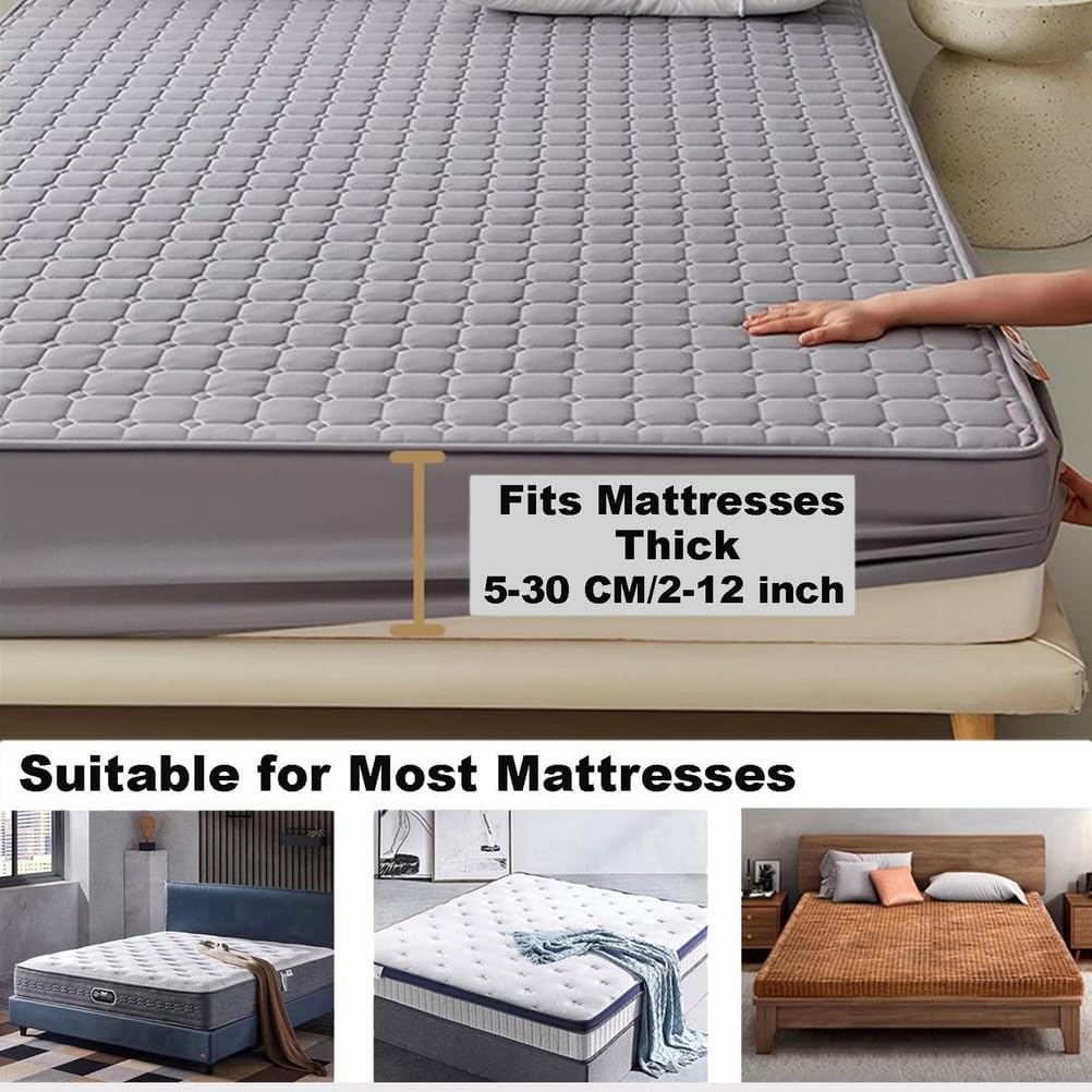 Queen Mattress Pad, 2-12" Deep Pocket Protector Ultra Soft Quilted Fitted Topper Cover Fit for Dorm Home Hotel, College Dorm Room Essentials, Hypoallergenic Mattress Topper,Pink,180x220cm