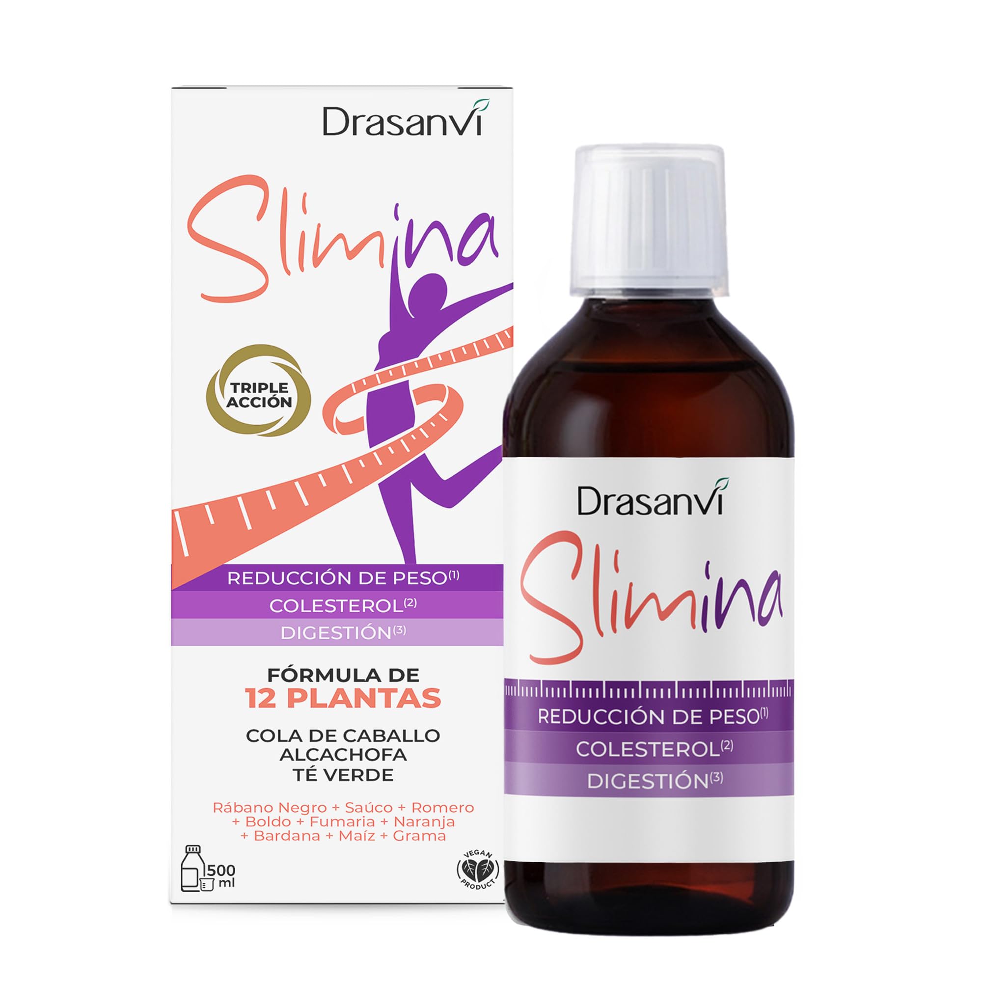 drasanvi l carnitina Slimina | Plant Extracts Reinforced with L-Carnitine, Fiber and Vitamins | Horsetail + Artichoke + Green Tea | Helps Eliminate Liquids and Proper Metabolism slimina 500ml