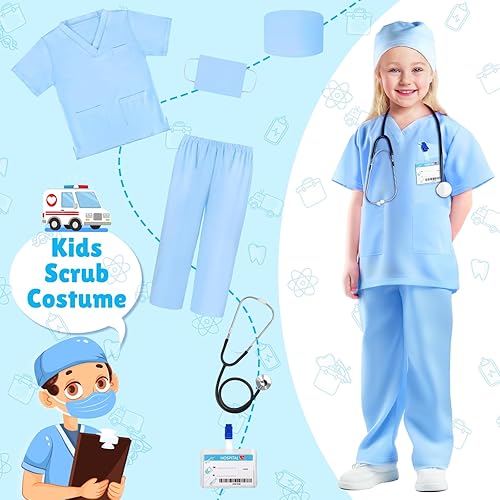 Miniatura 5 de GIFTINBOX Disfraz de médico para niños con accesorios, disfraz para niños pequeños, disfraces de Halloween para niños