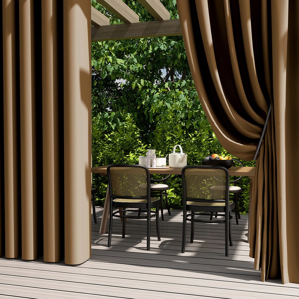 Lot de 2 rideaux de balcon imperméables pour extérieur avec œillets - Protection solaire - Pour jardin, terrasse et tonnelle - Résistant aux intempéries - 70 x 120 cm