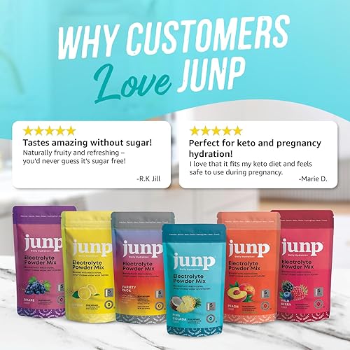 Miniatura 7 de JUNP Paquetes de electrolitos en polvo sin azúcar para agua, paquetes de hidratación instantánea con sal y potasio, cero calorías, sin