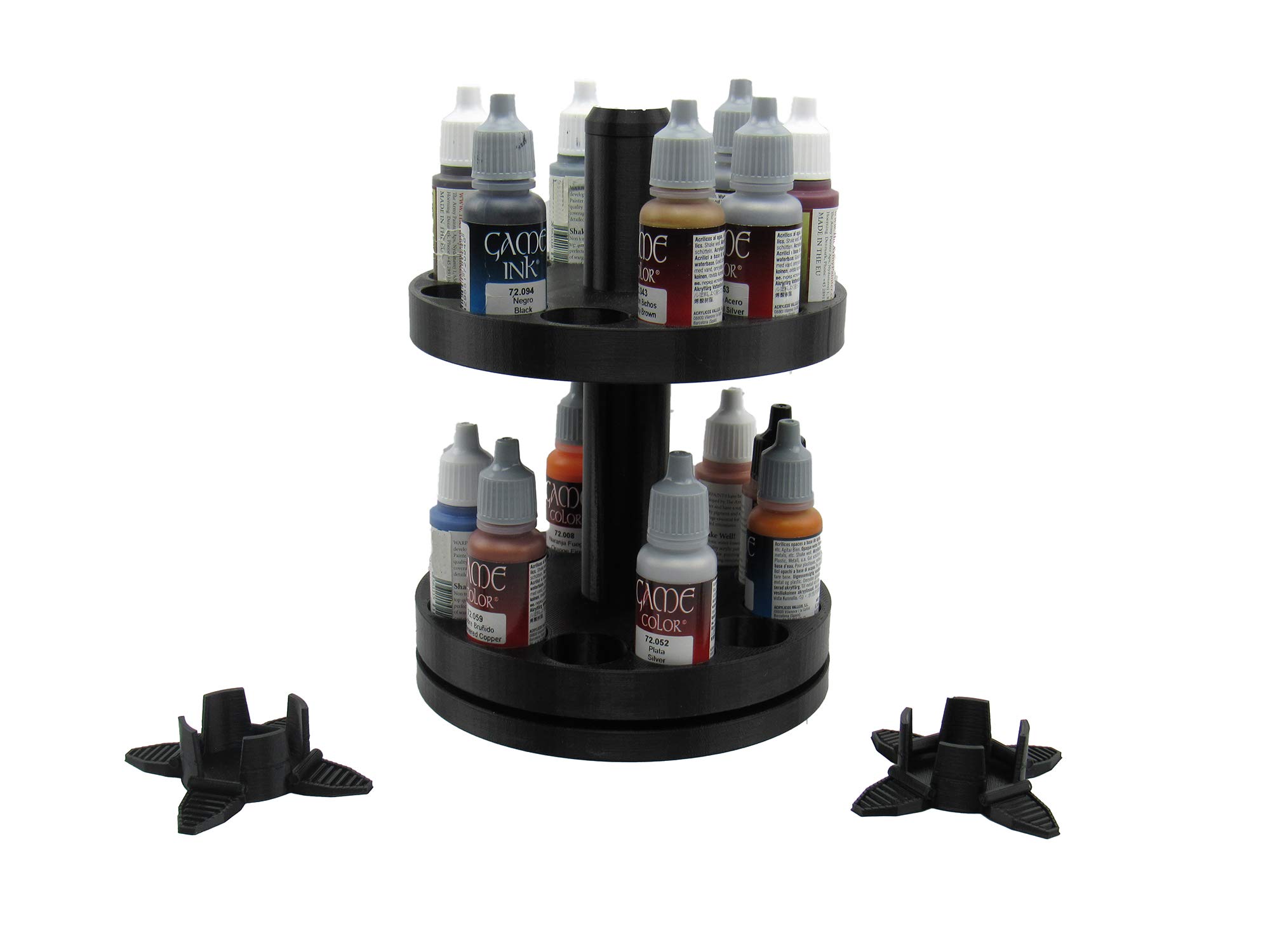 Amazon Com 2 Tier Spinning Paint Rack 3d Printed Desk Shelf Organizer For Tabletop Rpg Miniature Acrylics And Colors Compatible With Vallejo Paints Toys Games