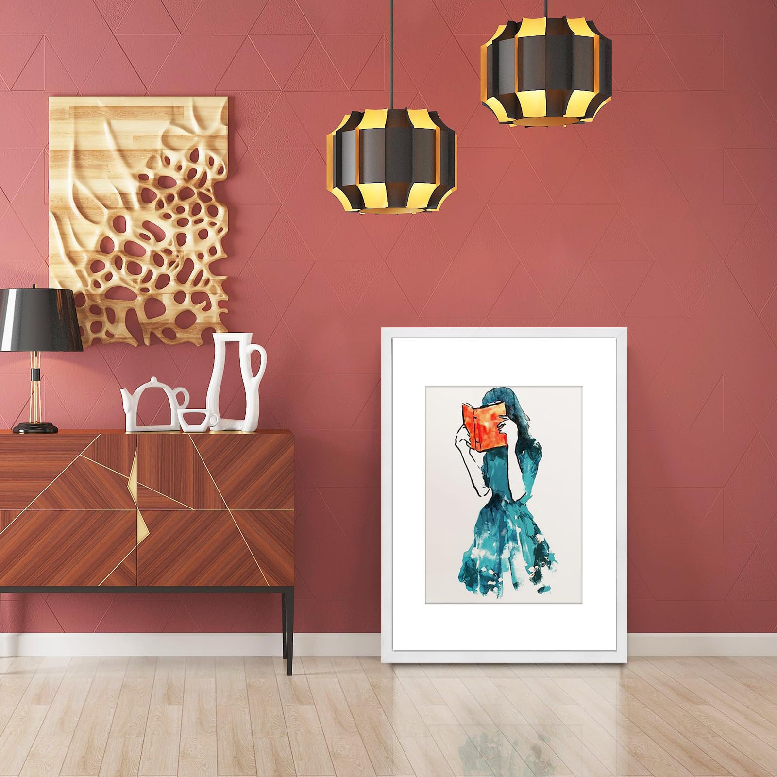 A1 Holz Bilderrahmen - Format Posterrahmen Puzzlerahmen (59,4x84,1 cm) Mit Bruchsicherem Acrylglas für Portraits, Urkunden, Poster (Weiß)