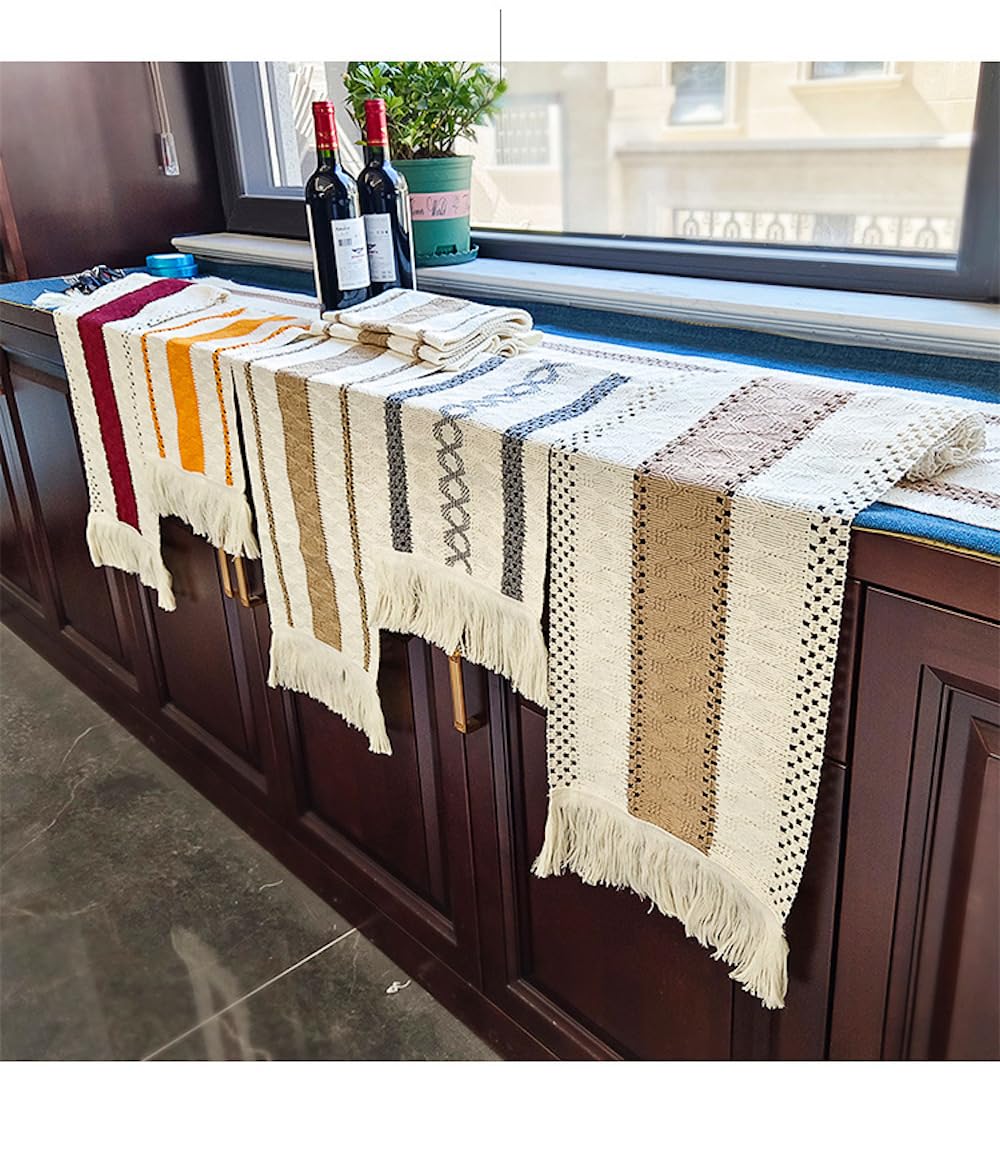 Runner Da Tavola In Juta E Lino Con Nappe - Stile Bohémien Per Matrimoni, Feste E Decorazione Casa - Foto 11