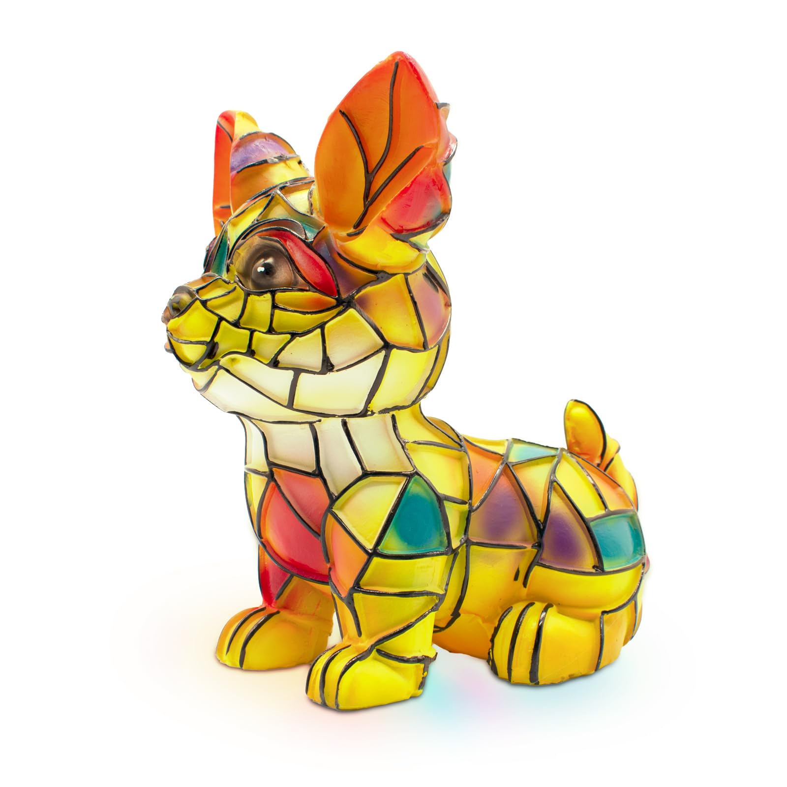 AGWIM Chihuahua Night Light, LED Dog Series Art Light, Cute Pet Themed Stained Resin Table Lamps, Vintage Home Decor, Fun Gift for Dog Lovers (#03, 7.87