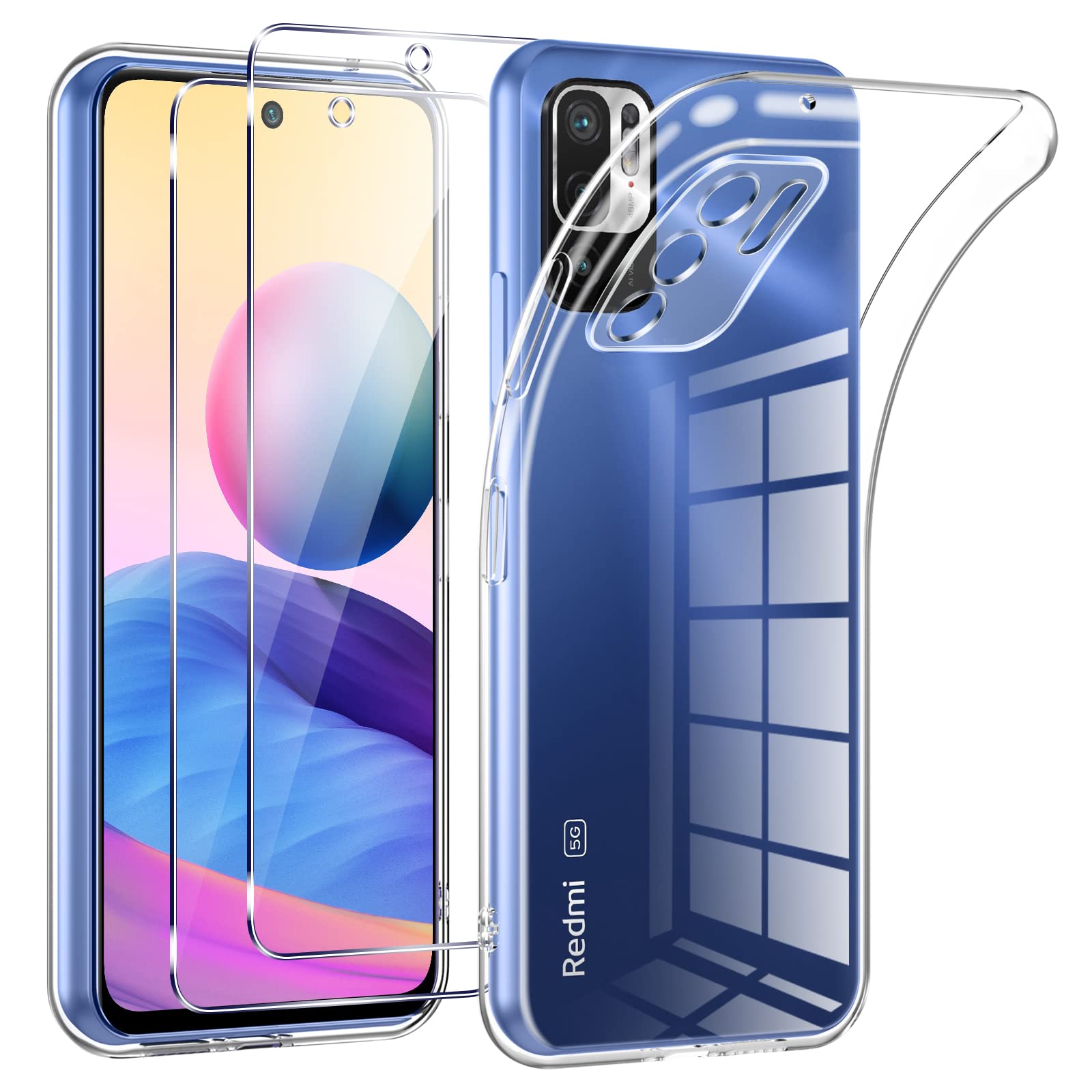 Cover Floreale Per Xiaomi Redmi Note 10 5G/Poco M3 Pro 5G + 2 Vetri Temperati - 5