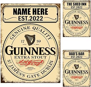 Personalised Home Bar Metal Tin Sign Plaque Guinness Stout Man Cave Shed Bar Tiki Bar Garden Bar Fathers Day Gift Poster Print Dad Mum Ref 0312 PER (10x8 inches (Approx) 25cmx20cm)