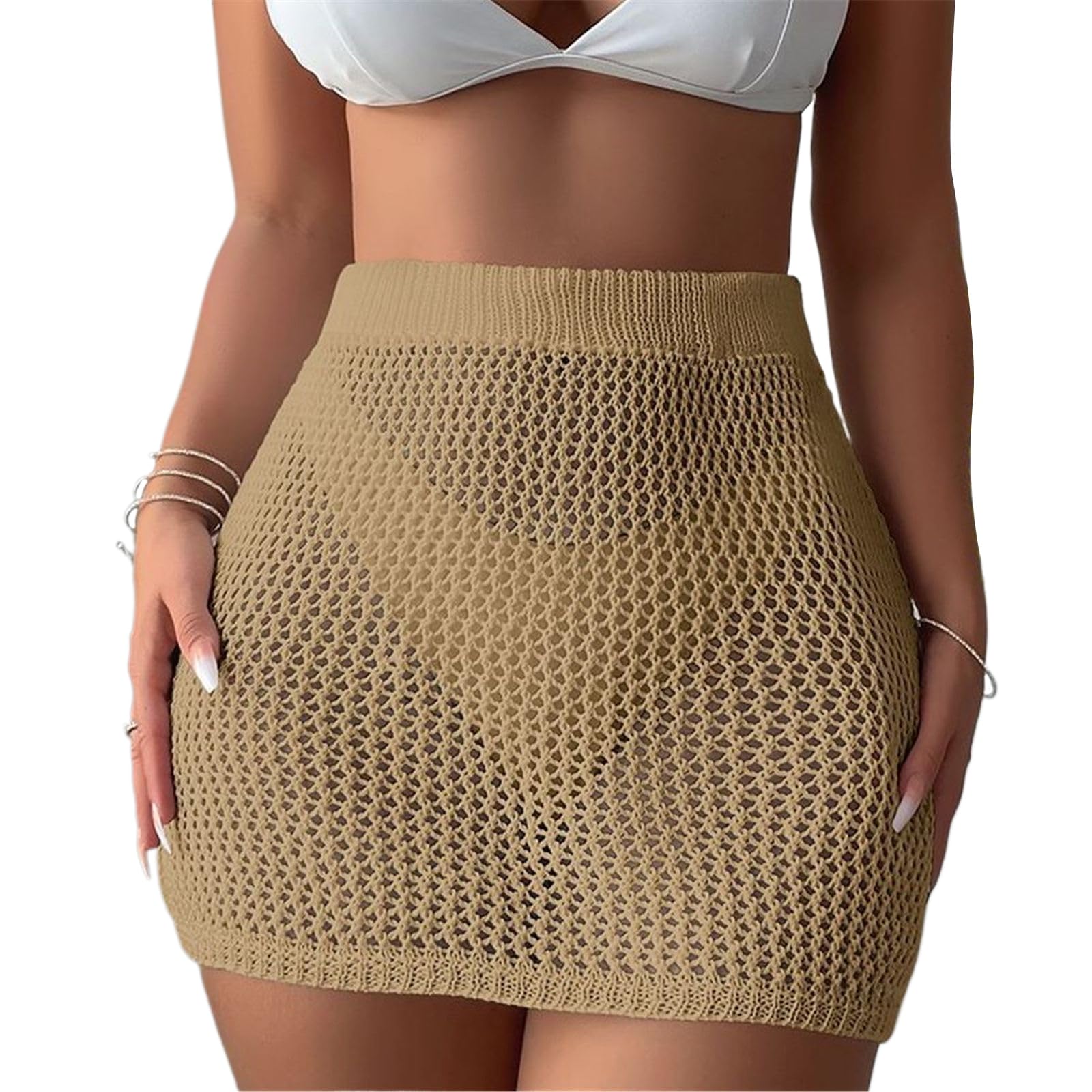 Osdhezcn Falda de playa para mujer, pareo de crochet, falda de crochet, falda envolvente para traje de baño, faldas cómodas