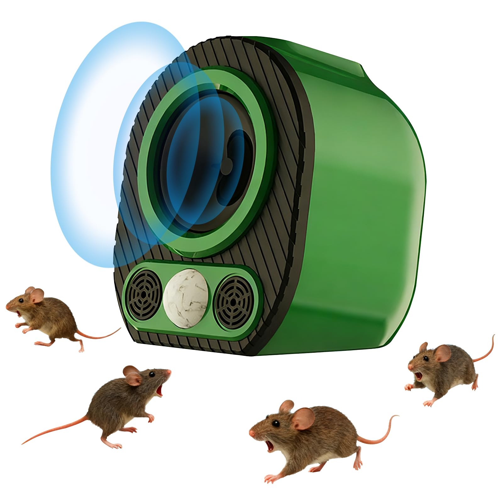 HUAJUN Rodent Repeller, Rodent Deterrent Device, 4 Modes, Bat Repeller (with LED Strobe Light), Suitable for House Attics, RVs, and Garages