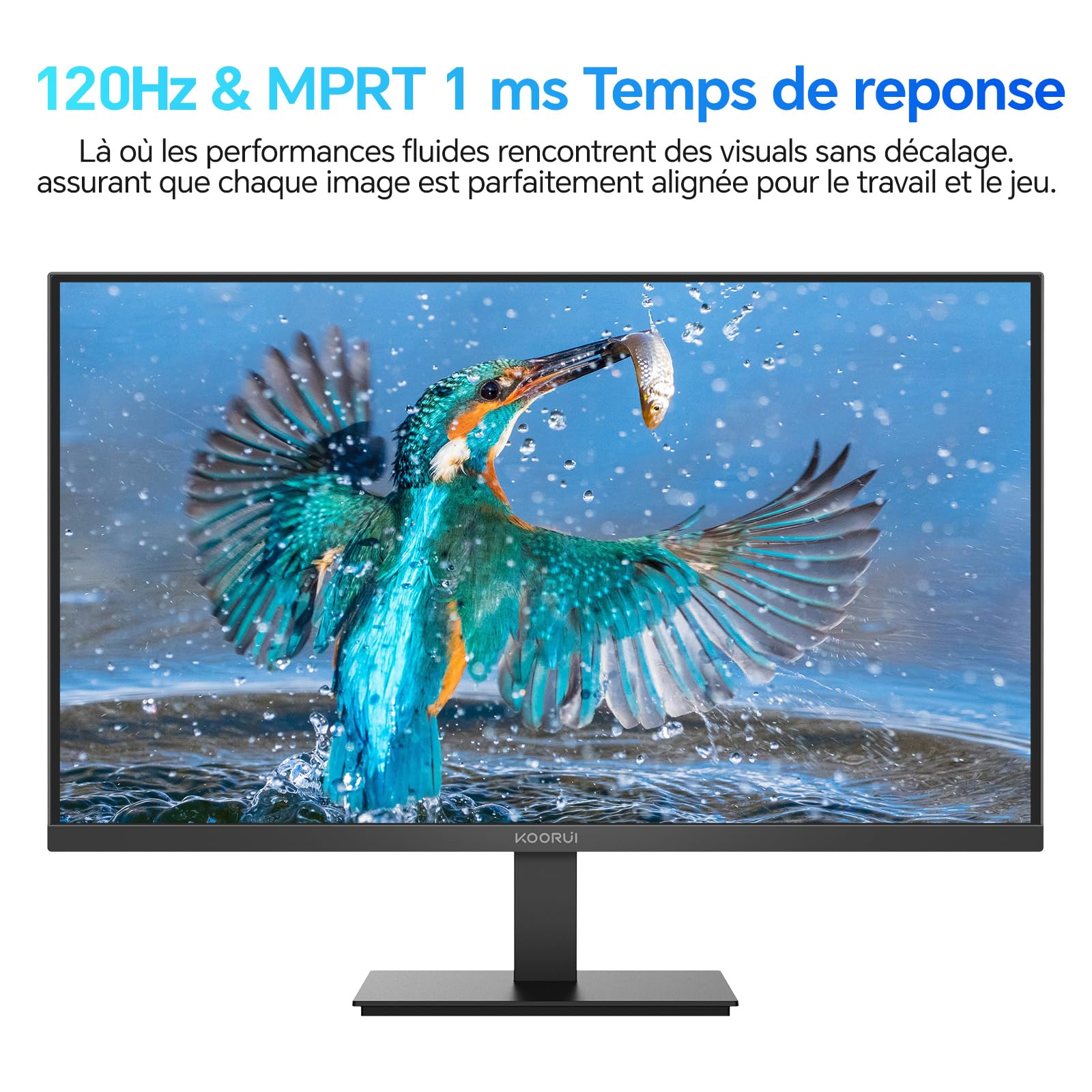 KOORUI E2721H 27 Pouces Ecran QHD 100Hz IPS 1MS AdaptiveSync VESA | 2560 x 1440 HDMI 2.0, DP 1.4, HDR10, 99% sRGB, 95% DCI-P3, design ultra-fin, inclinable -5°~15°, protection oculaire