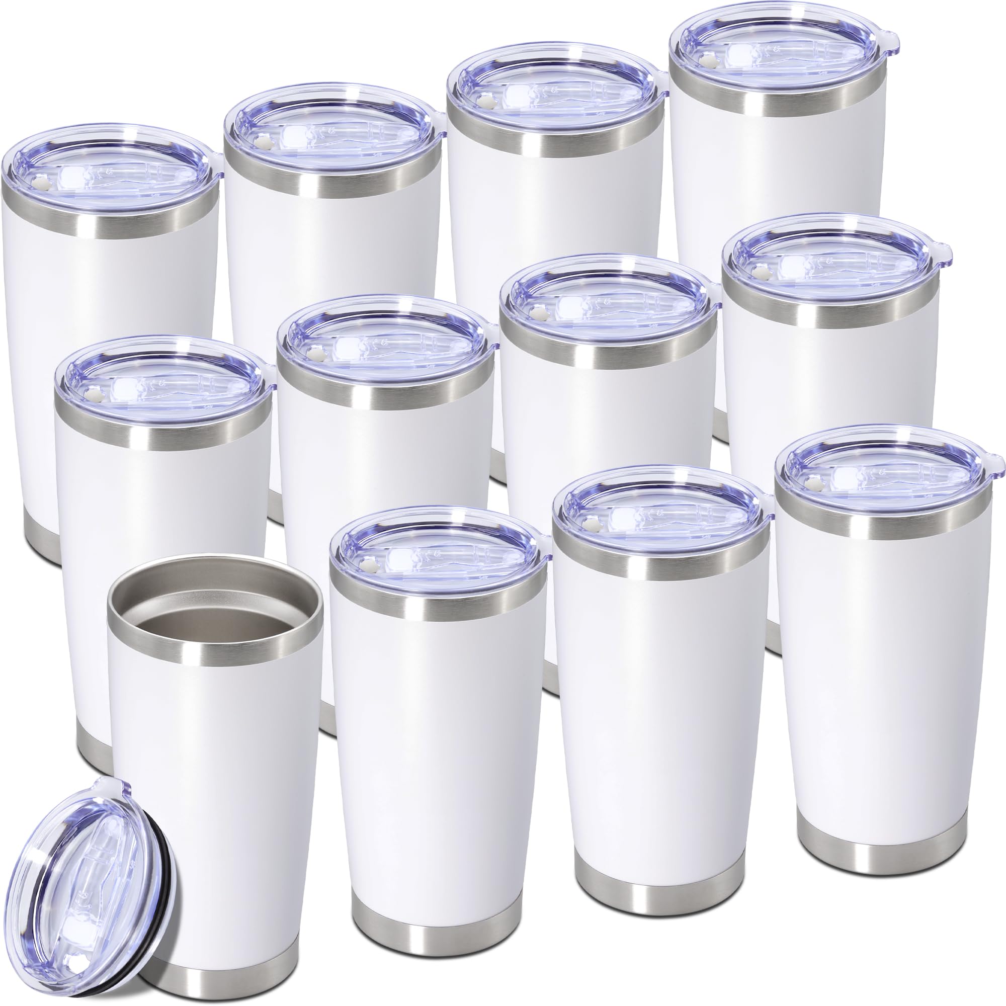 20oz Tumbler Insulated Tumblers Vacuum Coffee Mug with Lid White 12Pack
