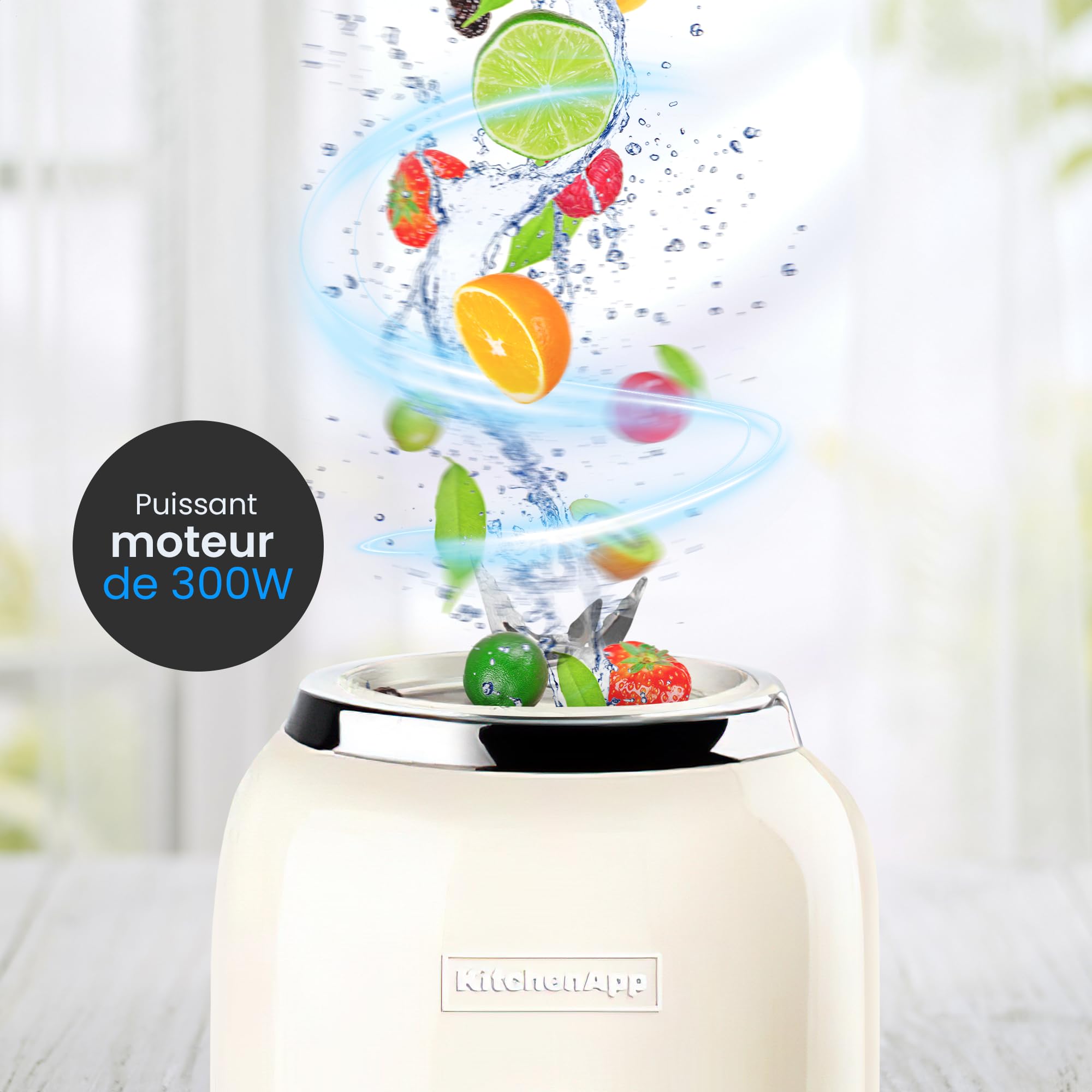 Mixeur Électrique avec 2 Bouteilles Portables de 600 ml sans BPA pour Smoothies | Mixeur Multifonctionnel pour Milkshakes Fruits | 6 Lames en Acier Inoxydable