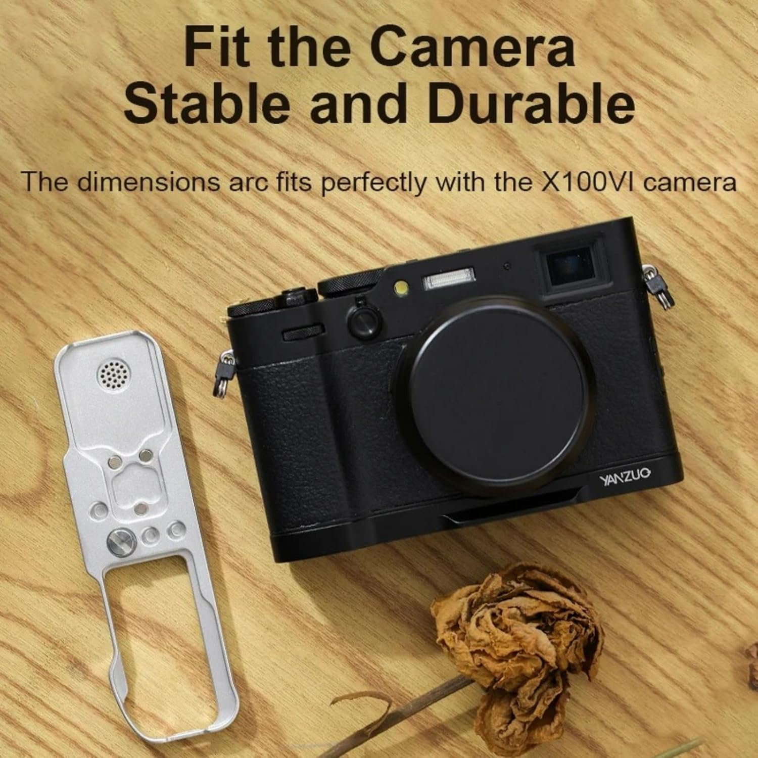 Camera Handgrip Baseplate Quick Release Plate Base for Fuji X100VI Camera (Black)