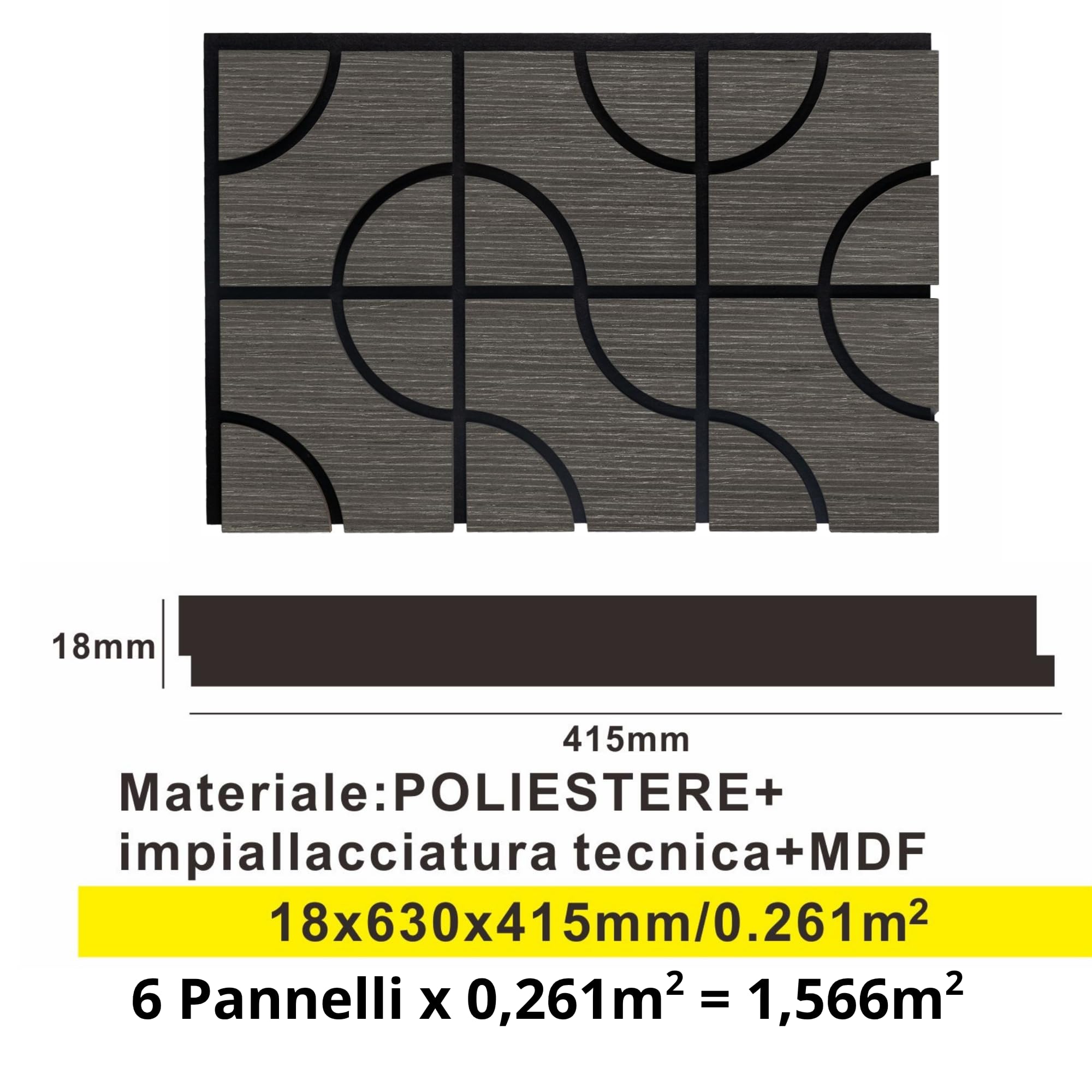 Juego de 6 paneles de pared con efecto de láminas para revestimiento de pared, techo, polímero, plástico, interior y exterior, 63 x 41,5 cm, encastre lateral, recortables, rígidos, decorativos, gris
