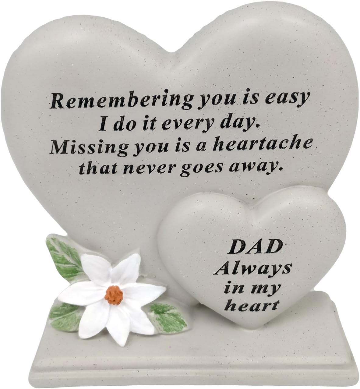 David Fischhoff Dad Double Heart Plaque, Poly Resin, Cream, 17.5 x 5.5 x 19 cm
