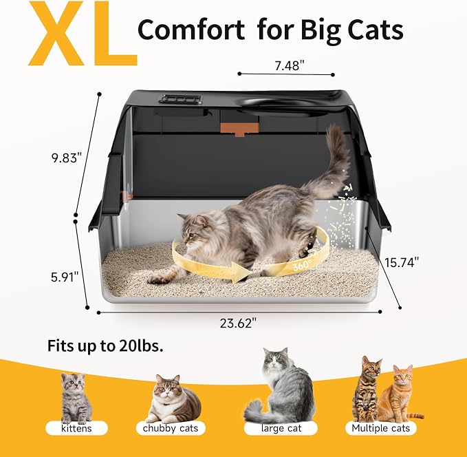 Contenedor de acero inoxidable con tapa, tamaño XL, con alto, resistente, para gatos y perros miniatura 4