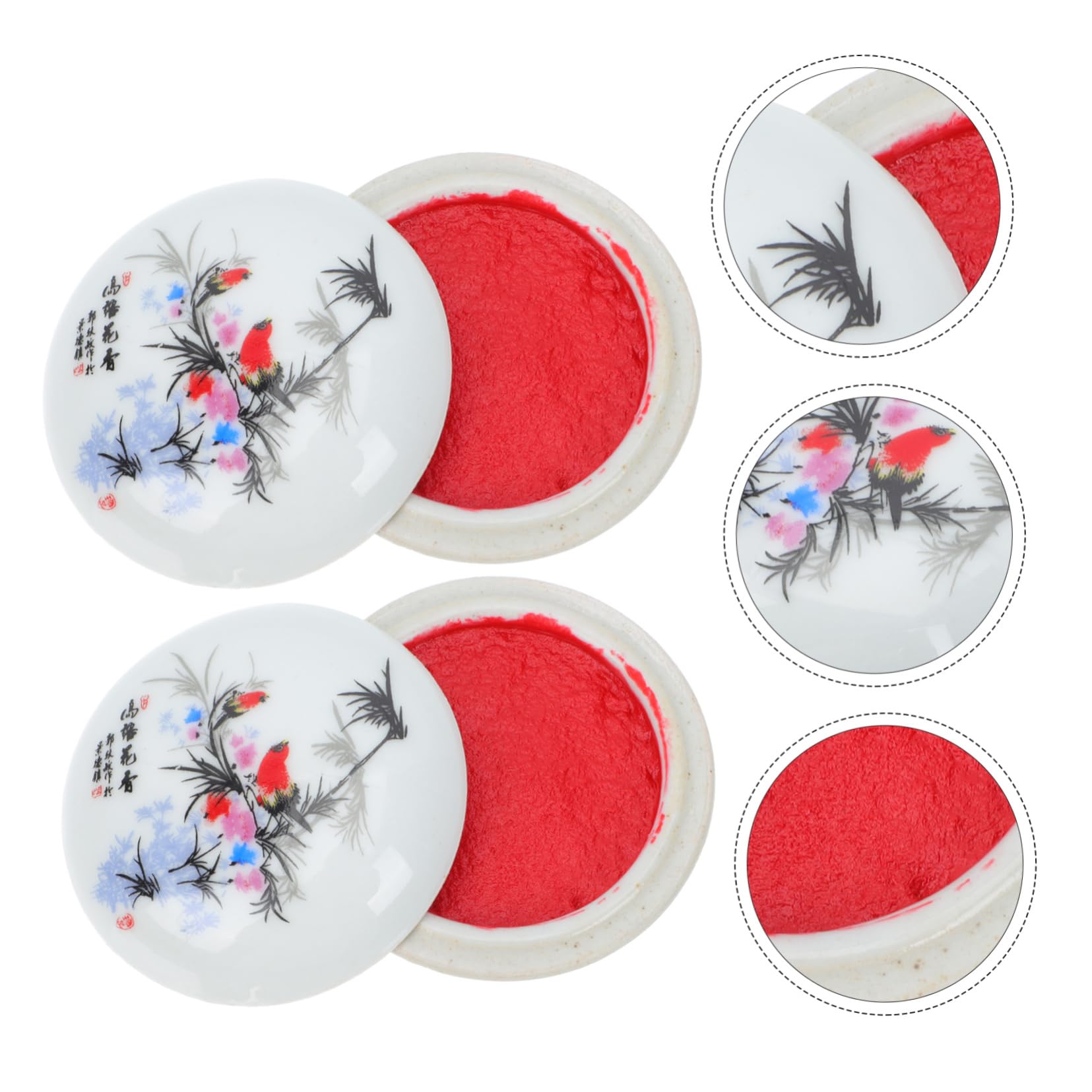 Housoutil 2 Set Tampone di Inchiostro Mano Rosso Tampone per Pittura Tampone Cinese Tampone per Ufficio Tampone di Inchiostro Multiuso Tampone per Calligrafia Ceramica 2 Pezzi*2