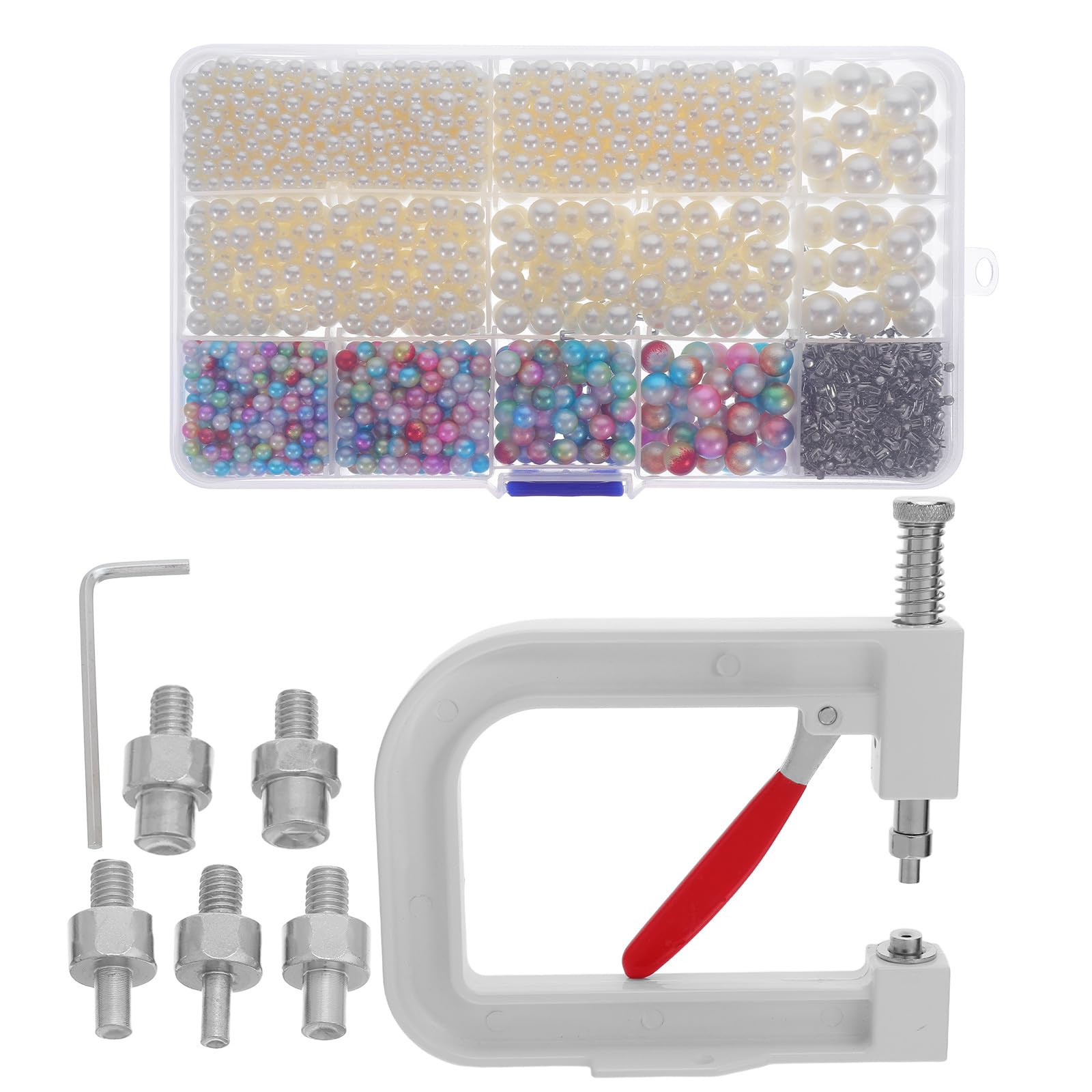MAGICLULU 1 juego de máquina para engastar perlas - Botones de remache de perlas hechos a mano para sombreros, zapatos, ropa, bolsos y faldas - Accesorios de cuentas para manualidades