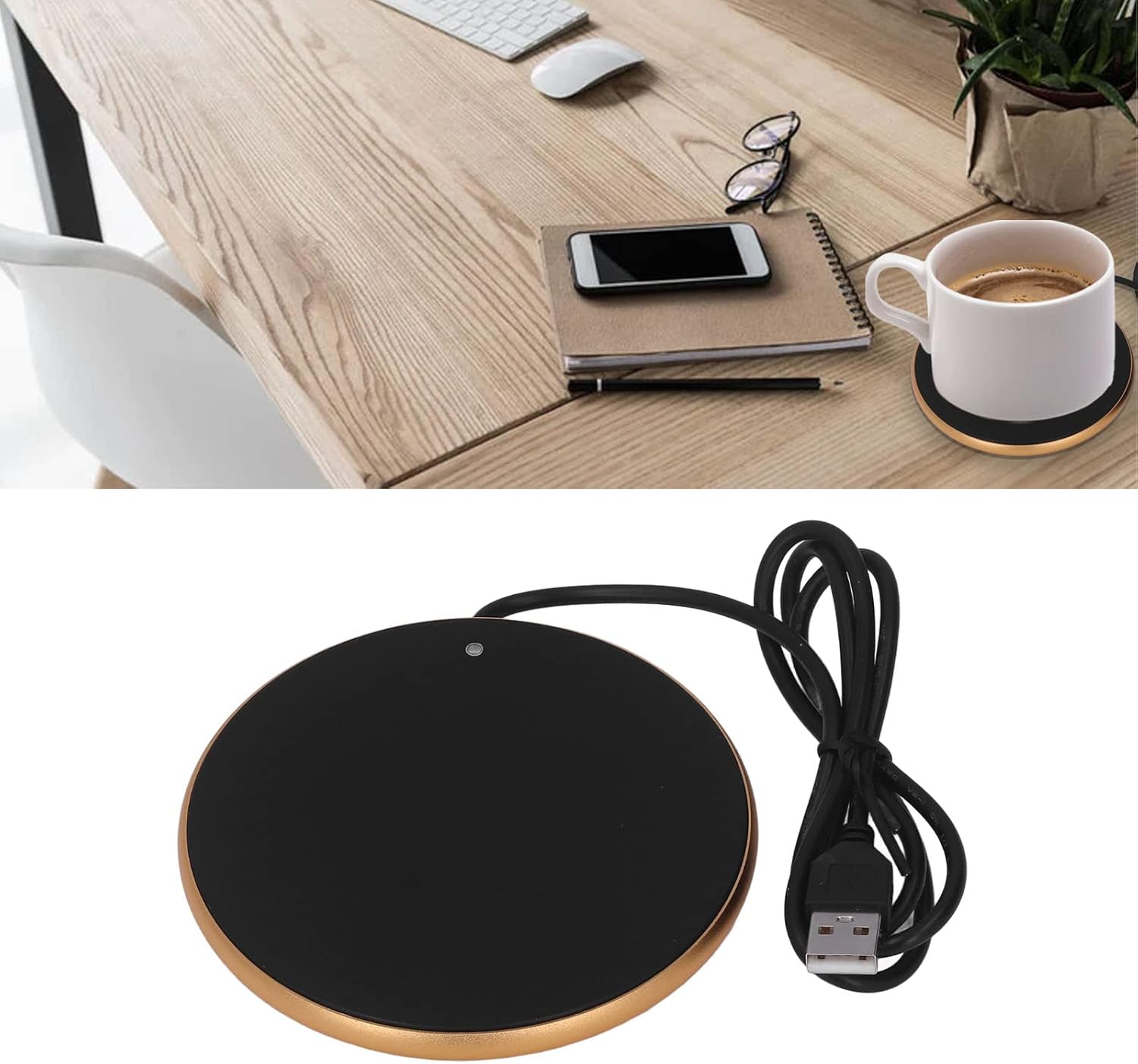 Coffee Mug Warmer, 55°C Constant Temperature Warmer, Coffee Heating Tool for Milk, Tea, Candle (Gold)