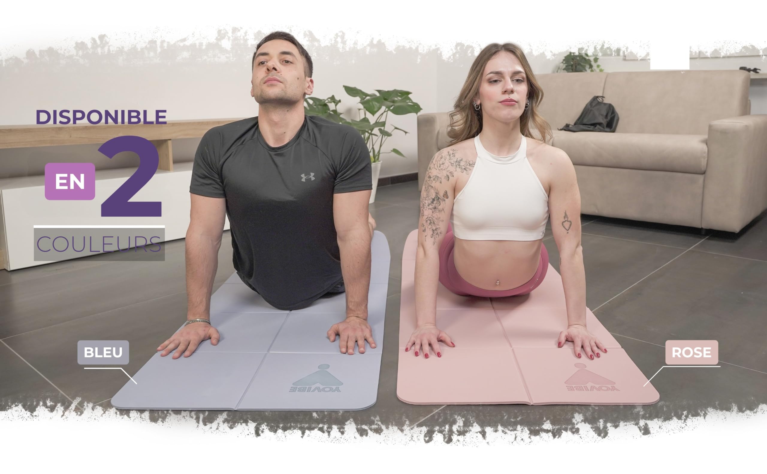 YoVibe - Tapis de yoga antidérapant professionnel avec serviette de sport et sac de sport - Tapis Pilates pliable antidérapant et imperméable 183 x 60 cm