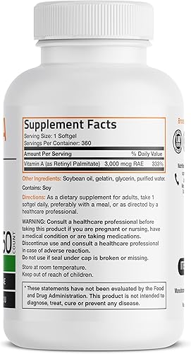 Miniatura 2 de Bronson Fórmula de vitamina A de 10,000 UI de alta calidad sin OMG que apoya la visión saludable y el sistema inmunológico y el crecimiento y