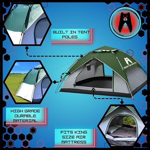 Miniatura 6 de Tienda de campaña premium para 1234 personas, fácil instalación rápida, resistente al agua, resistente al viento, diseño espacioso, campamento