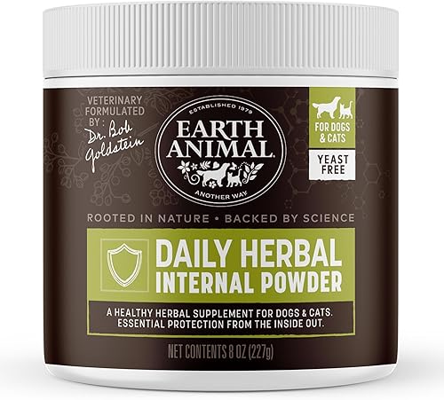 Earth Animal Apothecary - Suplemento de hierbas naturales para pulgas y garrapatas para perros y gatos, contenedor de 8 onzas