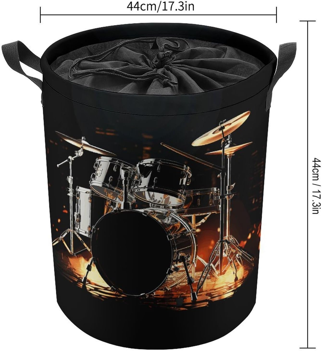 Drummer Laundry Basket Collapsible Clothes Hamper with Reinforced Handles Large Capacity Waterproof Laundry Bag Freestanding Laundry Hamper for Bedroom Bathroom