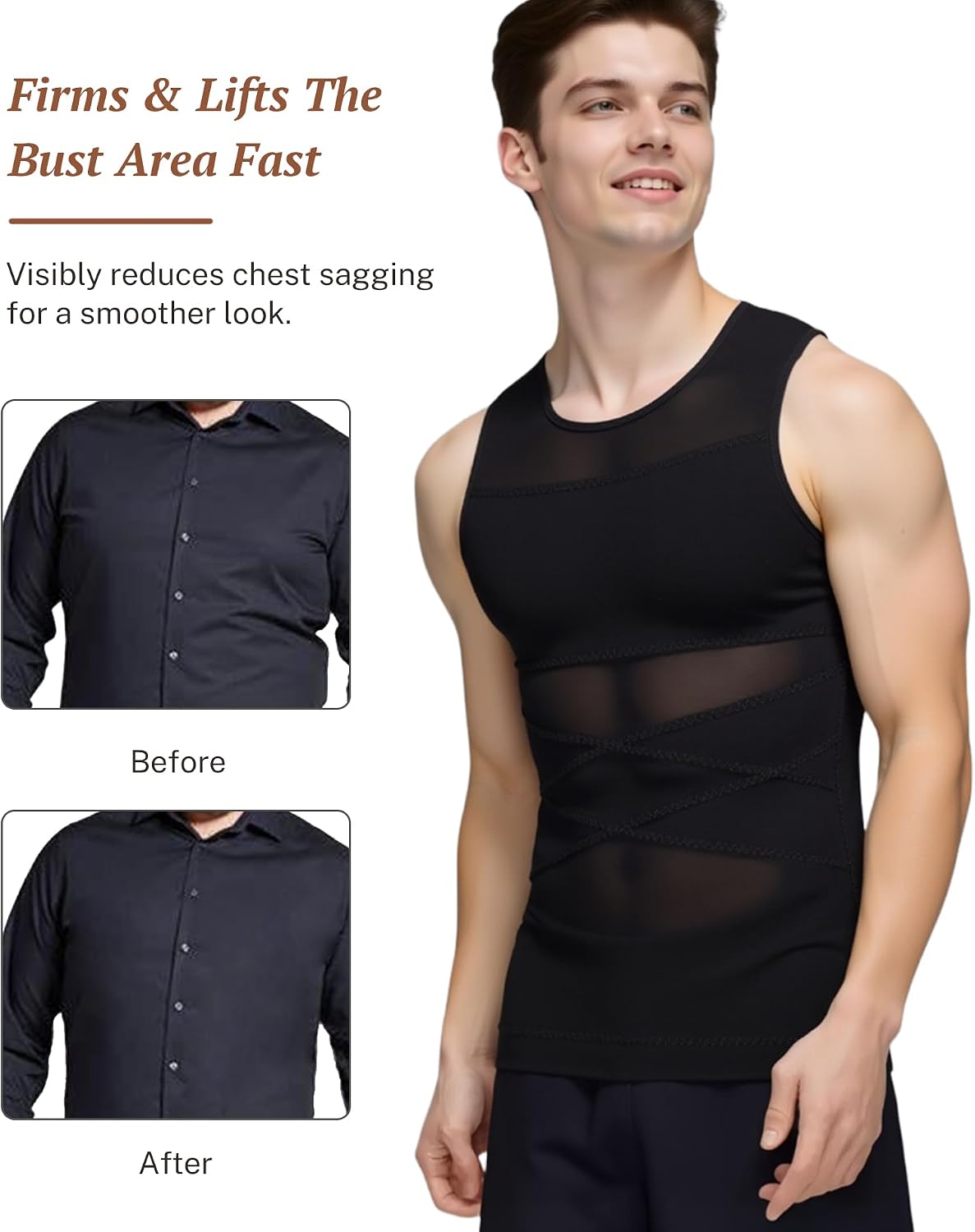 Men's Compression Shirts Body Shaper Tank Top Sleeveless Shapewear Slimming Undershirt Tummy Control Vest