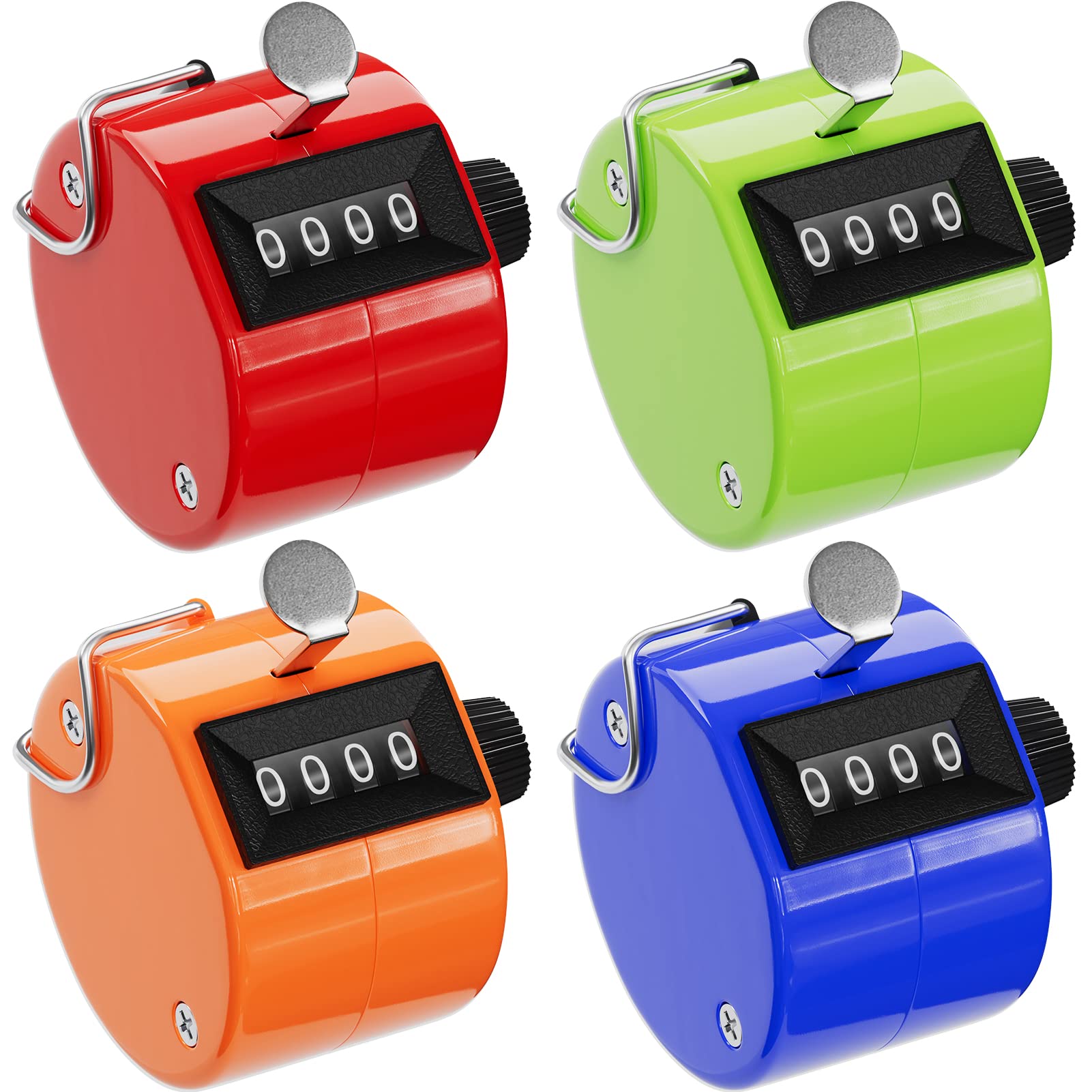 Dinceer 4 Pcs Clicker Handheld Counter, Tally Counter 4 Digit, Hand Counter Clicker for Counting, Mechanical Manual Pitch Counter for Stitch, Knitting