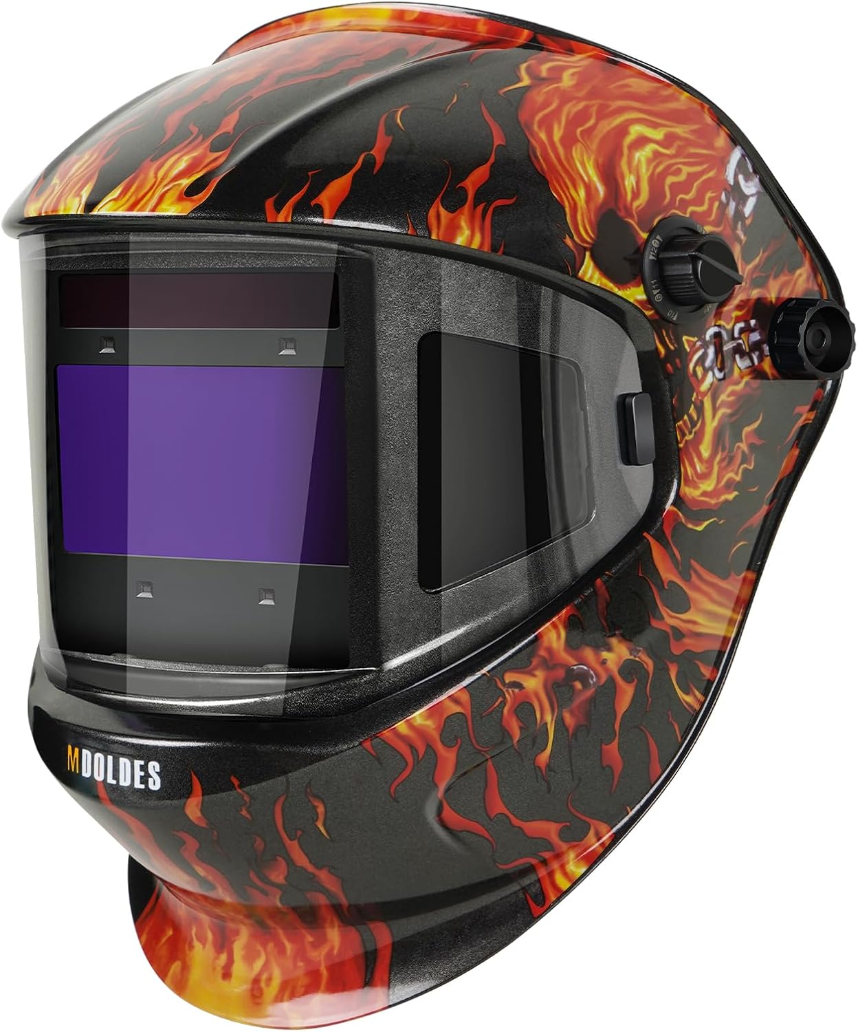 MDOLDES? Large Angle True Color Solar Automatic dimming Welding Helmet, 4 arc sensors with Wide Shading Range of 4/5/9-13, Welding mask Suitable for TIG MIG ARC Welding mas flame
